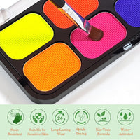 ZoeyShine 8-Color Face Palette with Brushes for Halloween Festival Makeup Set - Non-Toxic Quick-Drying Water Based Glitter Tattoos for Kids, Safe & Washable(8-Slot Single-Color Palette)