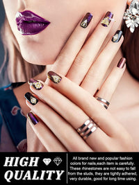 36 Pcs Luxury Nail Charms, TEBANKU 3D Dangle Nail Art Rhinestones Gold Silver Heart Pearl Crystal Gems Nail Diamond for Girl Women DIY Nail Design Craft Jewelry Making