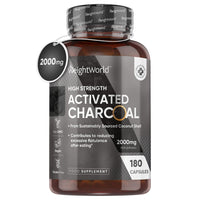 Activated Charcoal Capsules 2000mg - 180 Vegan Capsules (Not Activated Charcoal Tablets) - Coconut Charcoal Digestion Supplement from Sustainably Sourced Coconut Shell – Reduce Excessive Flatulence.