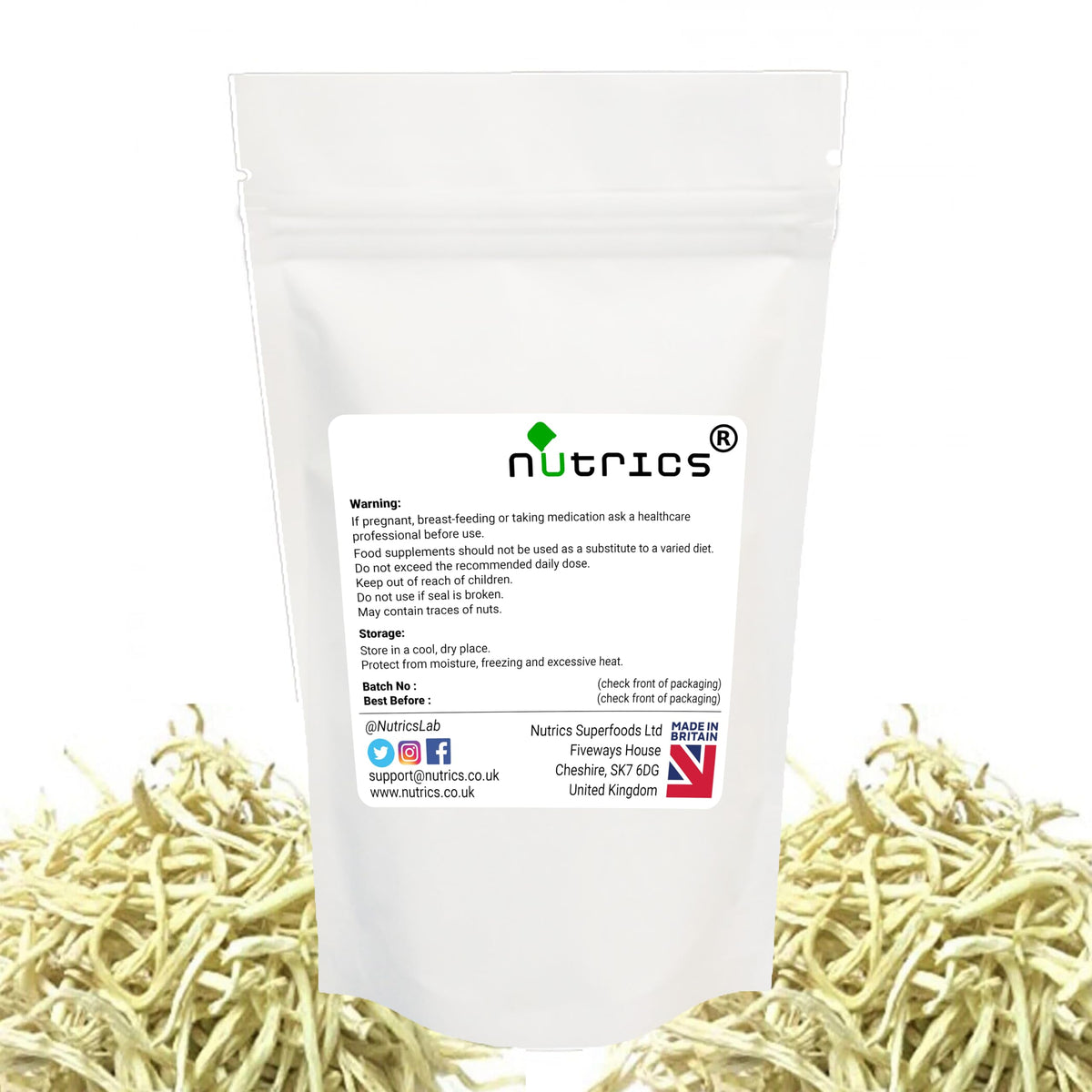 Nutrics® Safed Musli 550mg 90 Vegan Capsules (1 Month Supply) - Supplement - Suitable for Vegan Vegetarian Diet