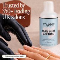 MYLEE Mylee 100% Pure Acetone (300ml) - Gel Nail Polish Remover – Maximum Strength Professional Soak-Off for UV/LED, Acrylics, Nail Tips & Glue - Made in the UK
