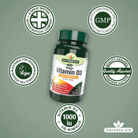 Natures Aid Vegan Vitamin D3 Tablets, 1000 iu, Count 60