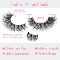 EMEDA 10 Pairs 3D Fake Lashes - Short, Soft, Reusable, Transparent Strip Lashes - Handmade, Natural Looking Eyelash