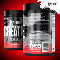 Warrior Creatine Monohydrate Powder 500g – Micronised for Easy Mixing and Consumption – Proven to Improve Physical Performance/Recovery, 5g Servings (Savage Strawberry)