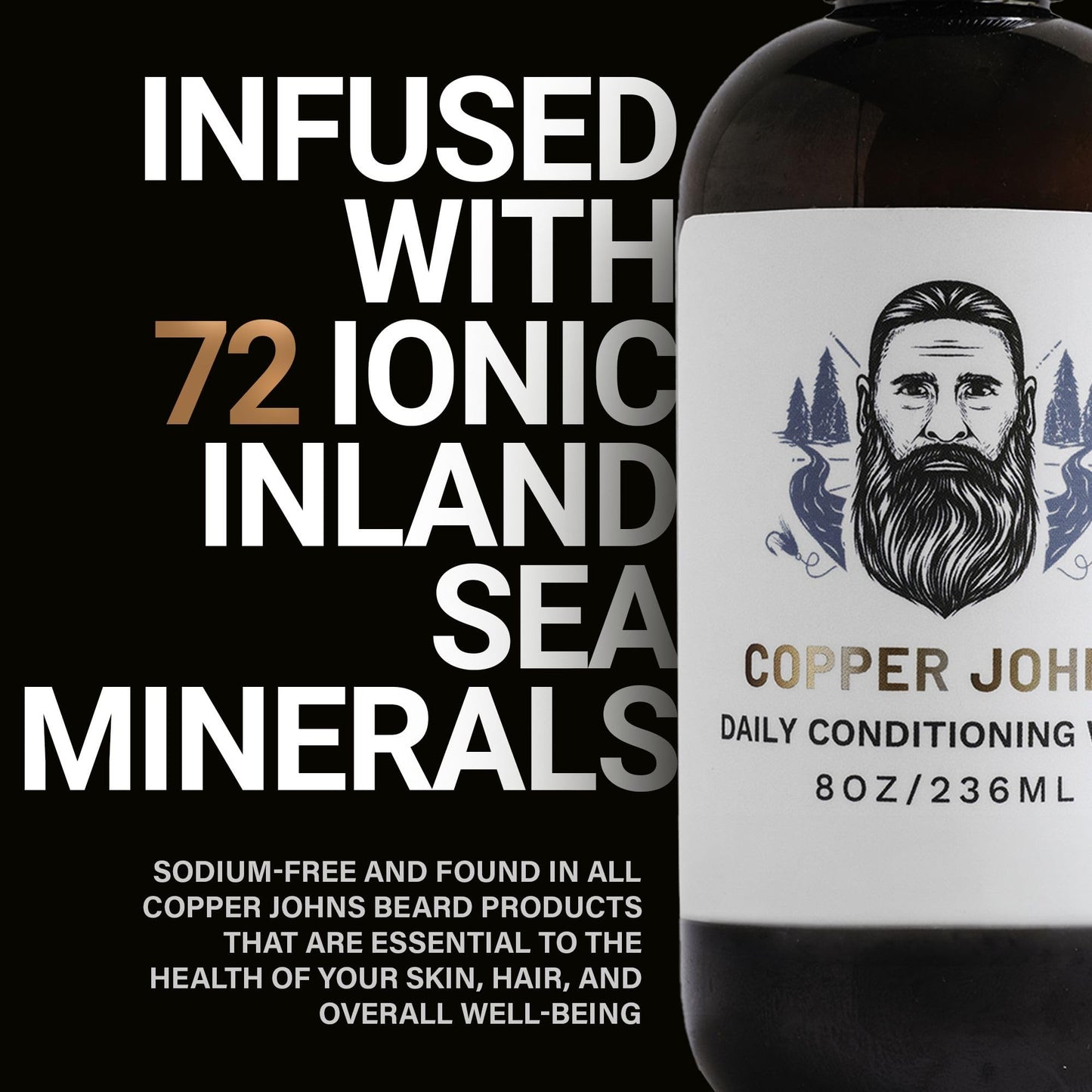 8 Oz/ 236 ml Copper Johns Gentle Daily Wash Suphate and Paraben Free Shampoo for hair and Skin with Provitamin B5, Vitamin E, Rosehip & Organic Jojoba Oil ideal for beard and hair cleansing