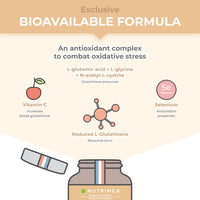 Glutathione - Reduced to 98% - Formula with Precursors Including NAC + Vitamin C - Boosts Immunity, Antioxidant, Anti-ageing, Brighter Skin - 90 Vegan Capsules - Nutrimea - Made in France