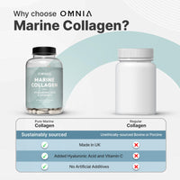 OMNIA Omnia Marine Collagen Capsules 1200mg - High Potency Skin, Hair & Nail Health Formula for Women & Men - with Type I Collagen, Hyaluronic Acid & Vitamin C - 60 Capsules - UK Made