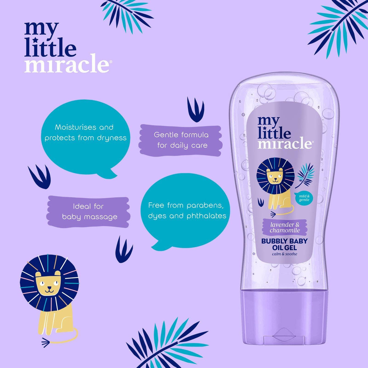 My Little Miracle Bubbly Baby Oil Gel Lavender & Chamomile Ideal For Baby Massage, Calming & Soothing, Prevents Dryness 200ml