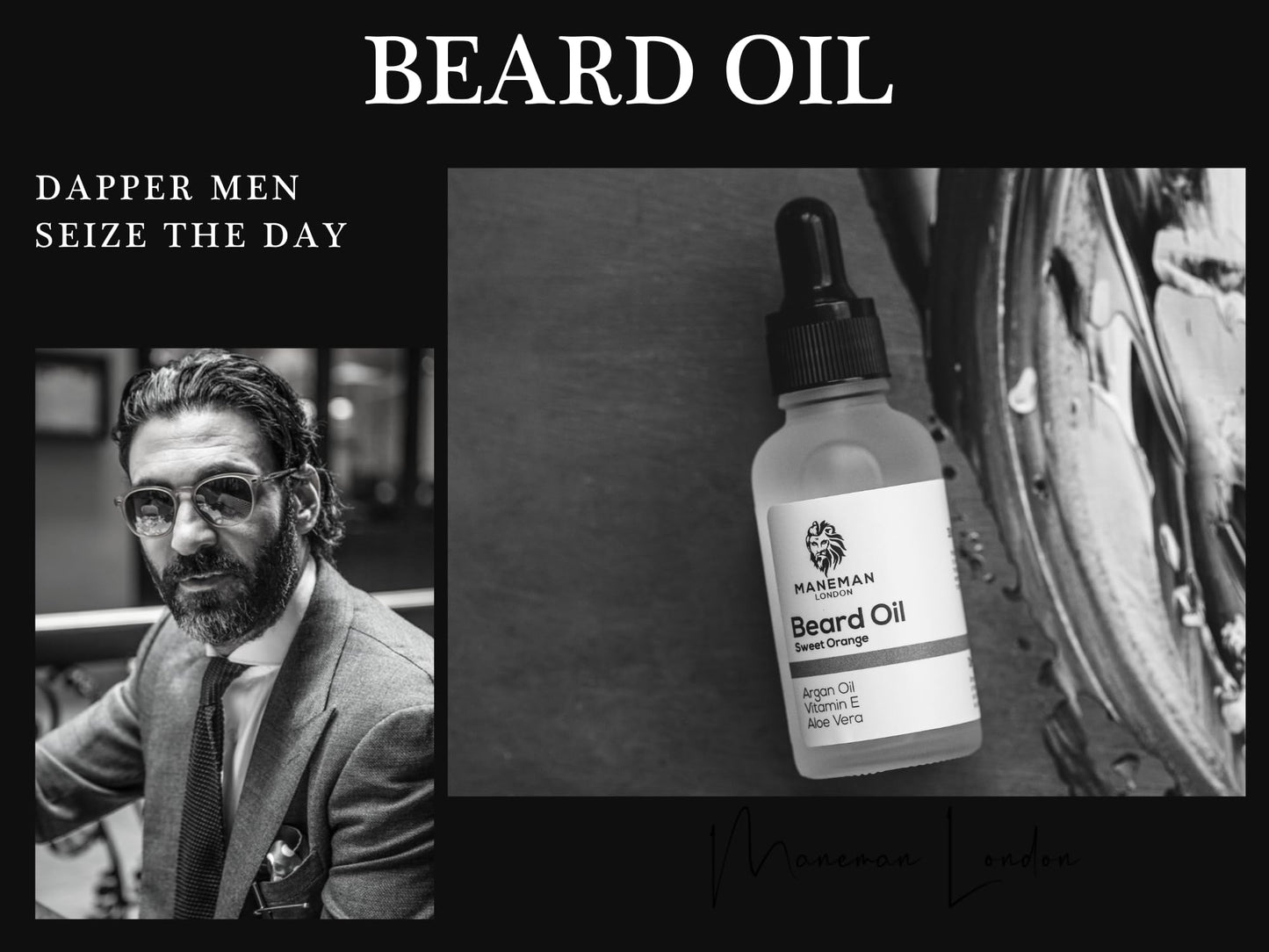 Maneman London Beard Oil | Vanilla | Non greasy | Moisturises and Conditions Beard |Natural and organic | Argan, Jojoba & Aloe Vera oil Vitamin e | Mens Gift (30mL) (Vanilla)