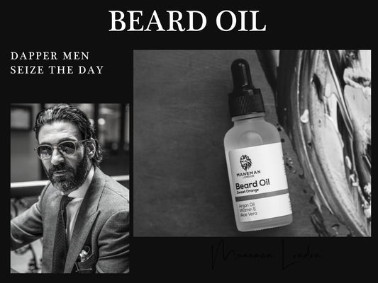 Maneman London Beard Oil | Cigar | Non greasy | Moisturises and Conditions Beard |Natural and organic | Argan, Jojoba & Aloe Vera oil Vitamin e | Mens Gift (30mL) (Cigar)