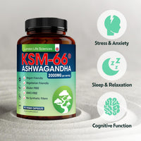 LONDON LIFE SCIENCES London Life Sciences Organic Vegan Ashwagandha KSM-66 90 Capsules - (Highest Concentration) 2000mg Servings & 5% Withanolides - Best Bioavailabili