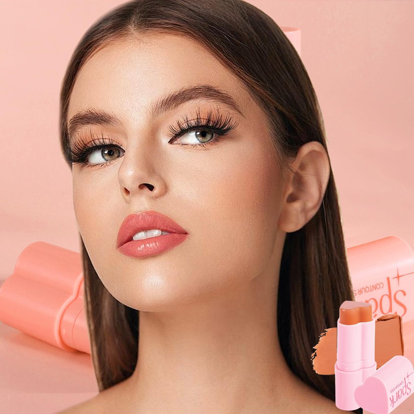 RUICHING Contour Stick, Cream Bronzer Blush Stick, Blushers for Cheeks Make Up, Natural Long Lasting Highly Pigmented Face Shaping & Contouring Stick, Smooth Easy to Apply Face Make-Up for Women