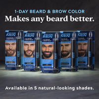 Just For Men 1-Day Beard and Brow Colour Brush, For Instant 1-Step Grey Coverage, Brush-In, Wash-Out, For A Thicker Well-Defined Look, Dark Brown