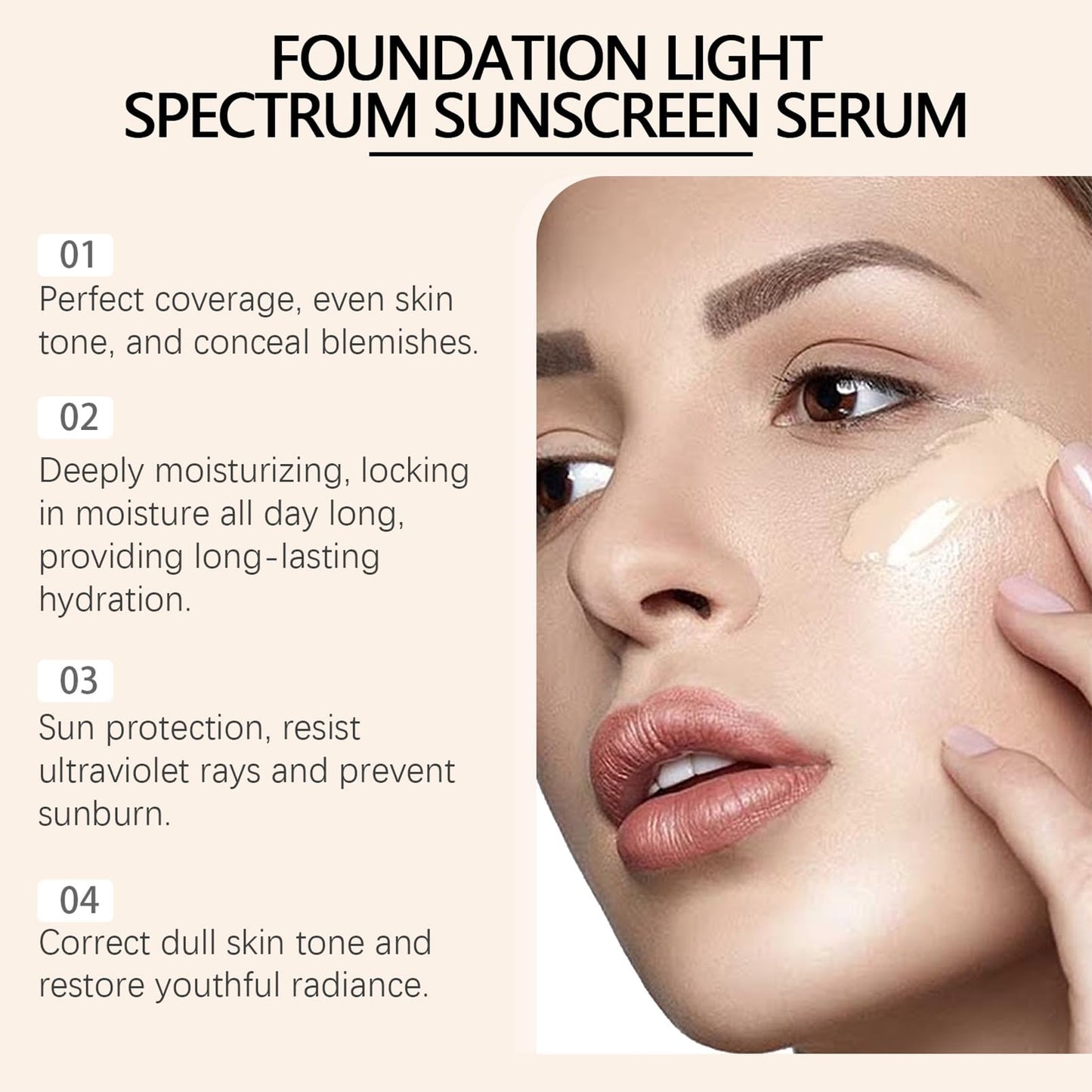 Biomimics Foundation 4 in 1，Moisturizing Concealer，Medium Spectrum with SPF 50，LongLasting & Waterproof,Non-Sticky,Hydrating Color Changing Foundation Light Spectrum for Gym,Sport,Travel(1pcs)