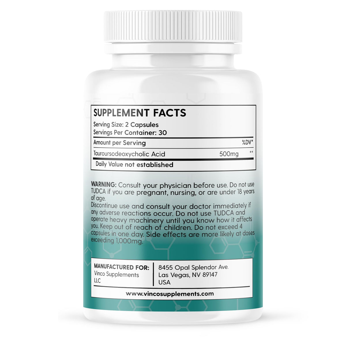 Vinco Supplements TUDCA Bile Salts Liver detox & Support Supplement - 60 Capsules,500mg per Serving - Tauroursodeoxycholic Acid - Genuine Bile Acid TUDCA with Strong Bitter Taste - Non-GMO & Gluten Free- Made in The UK
