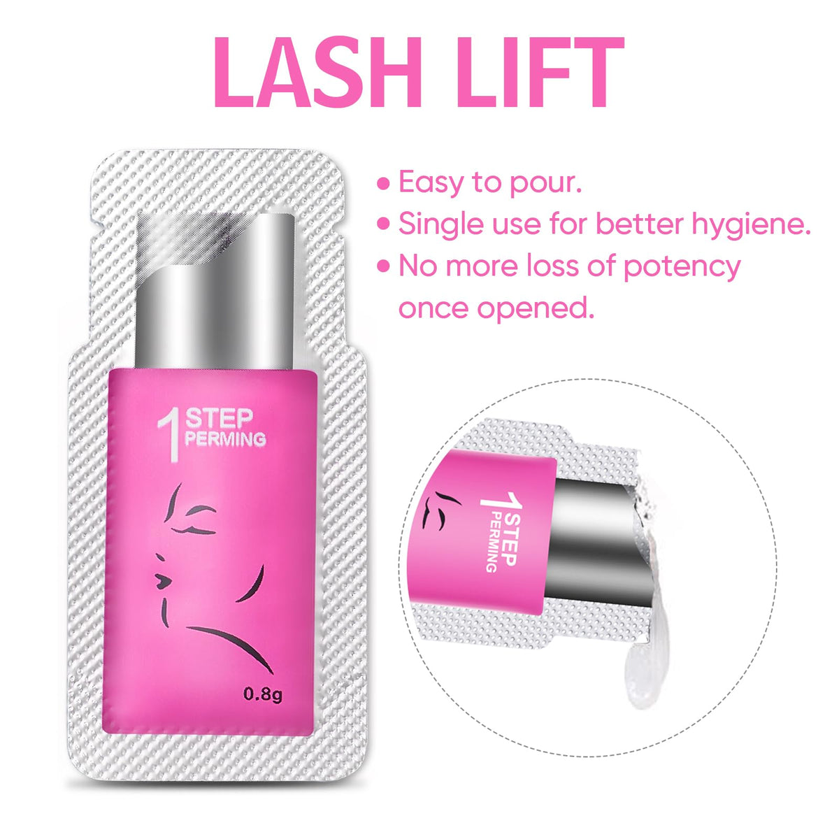 Lomansa Lash Lift Lotion, Lash Lift Kit, Separate Steps Perming Lotion, Individual Sachets For Eyelash Perming and Brow Lamination, 10 Sachets, 0.8g Each (STEP 1)
