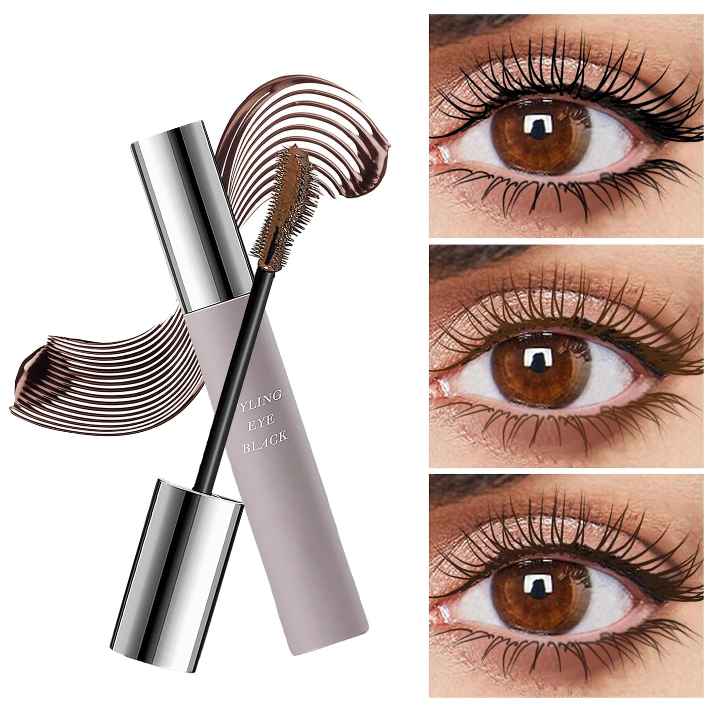 SHEBEEDO Brown Mascara for Older Women, Lengthening Volumising,Waterproof Mascara for Mature Women, Healthier Appearance Brown Lashes, Clump-Free, Smudge-Proof, Long-Lasting & Gentle Mascaras