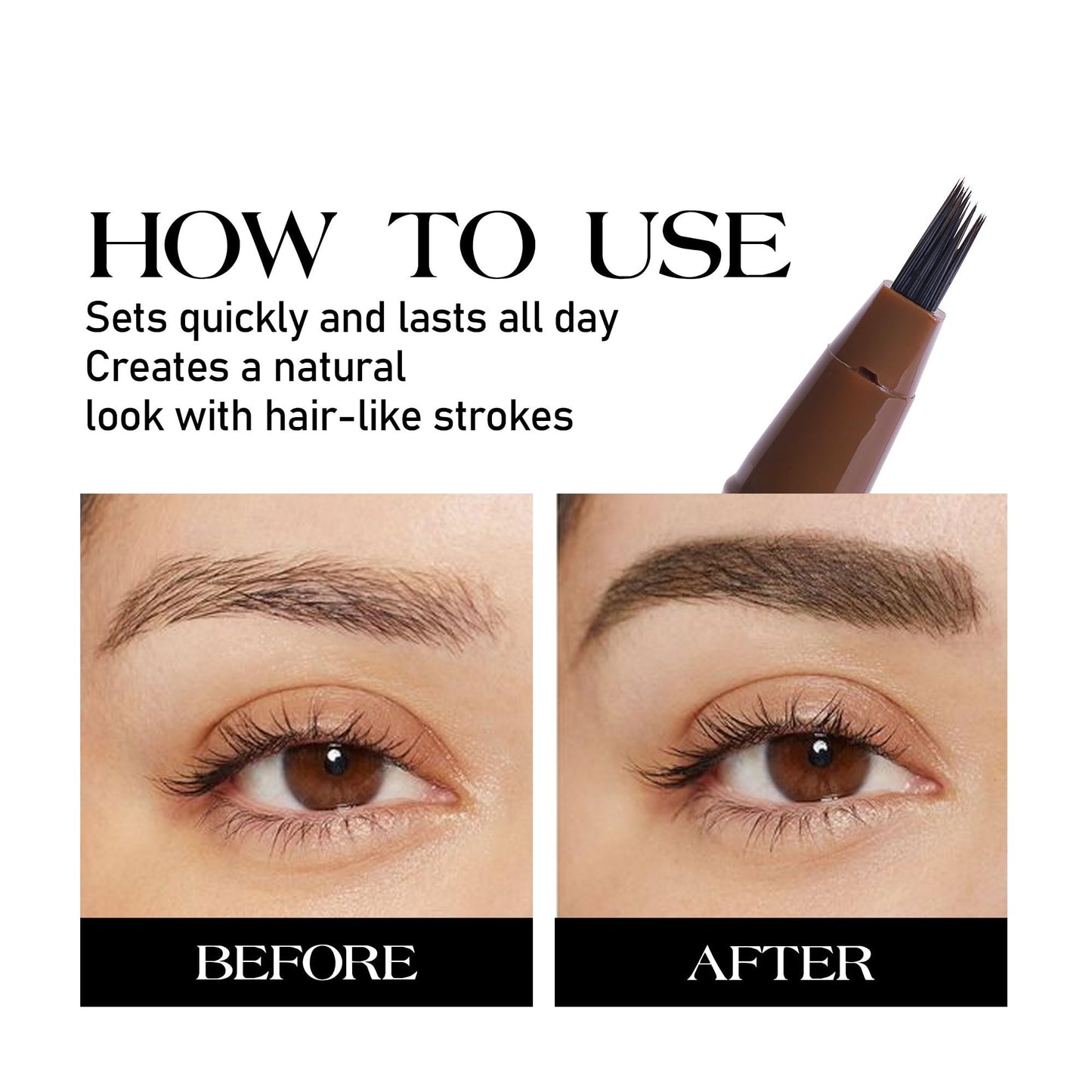 HQDA Magic Liquid Eyebrow Pen & Brow-Fection Angled Brush Eyebrow Pencil – Waterproof, Long-Lasting for Natural-Looking Full Brows (# 04)