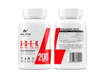 ADEK Vitamin A D3 2000IU K2 (MK-7) 75mcg UK Made & Vegetarian Supplement for Strong Bones, Teeth, Skin, Nails Immune System Antioxidant 200 Tablets