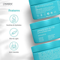 Onsen Secret Japanese Body Butter - Skin Refinery Cream Natural and Organic Moisturizing Clear Skin Exfoliator with All Coconut and Jojoba Oil for Women- 8.6 fl oz/255 ml (Sandalwood)
