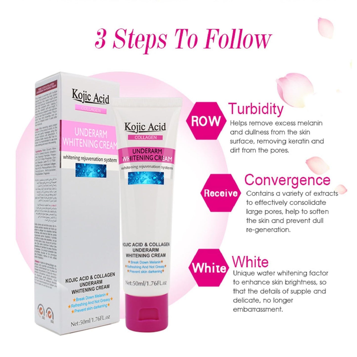 Kojic Acid Skin Lightening Cream, Underarm Cream, Intimate Area Dark Spot Corrector Whitening Cream for Body, Underarms, Armpit, Knees, Legs and Inner Thigh Cream for Acanthosis Nigricans,Non-Greasy