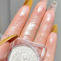 GEEWHILE Glitter White Eyeshadow, Shimmer White Single Eye Make-Up Fine Powder Palette Eyeshadow, High Pigment Long-lasting Sweatproof Single Eye Shadow for Make Up Performance