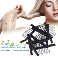 jeufun 12pcs Wig Combs 7-teeth Wig Clips Lady Tools Black Metal Wig Caps for Women Black U Shape Wig Comb Clip Tooth Comb,Net Comb Clip Steel Tooth Clip Wig Clip for Wig Making Cap DIY Wig Caps Accessories
