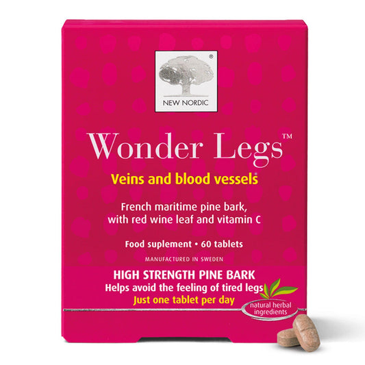 New Nordic Ltd New Nordic Wonder Legs, High-Strength Pine Bark & Red Vine Leaf Extract with Vitamin C, Supports Normal Circulation & Vein Function, 60 Vegan Tablets