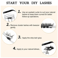 QUEWEL Individual Eyelashes 72 Pcs DIY Cluster Lashes D Curl 16mm Mega Matte Eyelash Clusters Volume False Lashes Soft & Light For Home Use(Volume-DH-D-16mm)