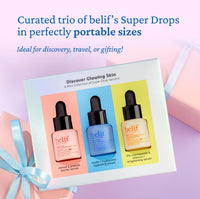 belif Super drops - discover glowing skin mini kit | Travel size, gift set, hyaluronic hydrating serum, peptide firming serum, vitamin C brightening serum, Korean skincare, Korean beauty (6ml x 3)