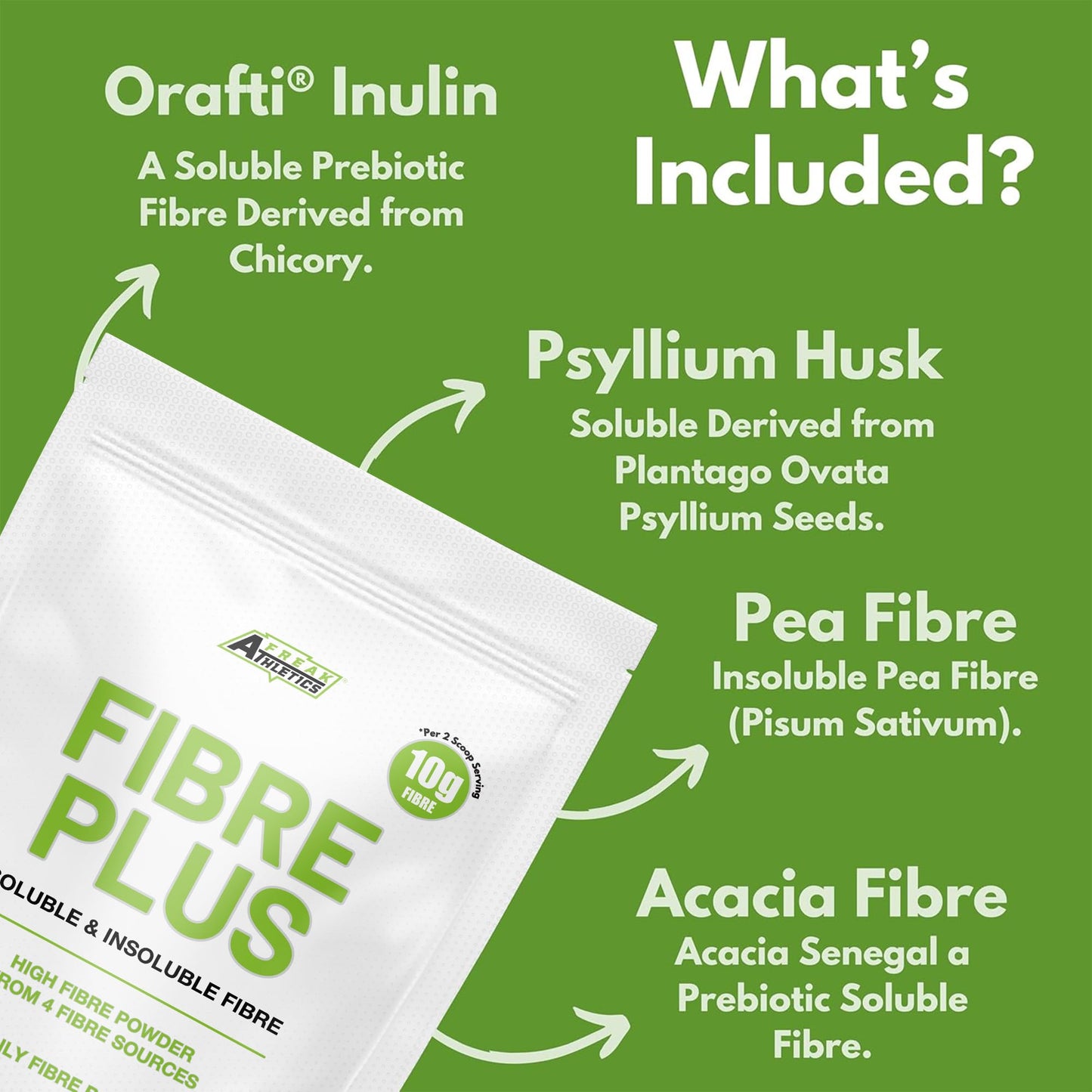 Freak Athletics Fibre Supplement Prebiotic Fibre Powder - Soluble & Insoluble Fibre from 4 Fibre Sources - 10g Fibre Per 2 Scoop Serving - Prebiotic Fibre Suitable for Men & Women UK Made