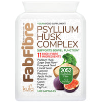 Kula Nutrition FabFibre - Psyllium Husk Complex - Dietary Fibre Supplement - 11 High Fiber Insoluble and Soluble Foods - Rhubarb, Broccoli, Flaxseed, Apple Pectin - Normal Bowel Function Support - 100 Vegan Capsules