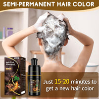 IIIMEIDU Black Hair dye Shampoo 3 in 1, Natural Hair Color Shampoo for Gray Hair, Herbal Hair Dye Shampoo for Women and Men 100% Grey Hair Coverage,350ml (Chestnut brown)