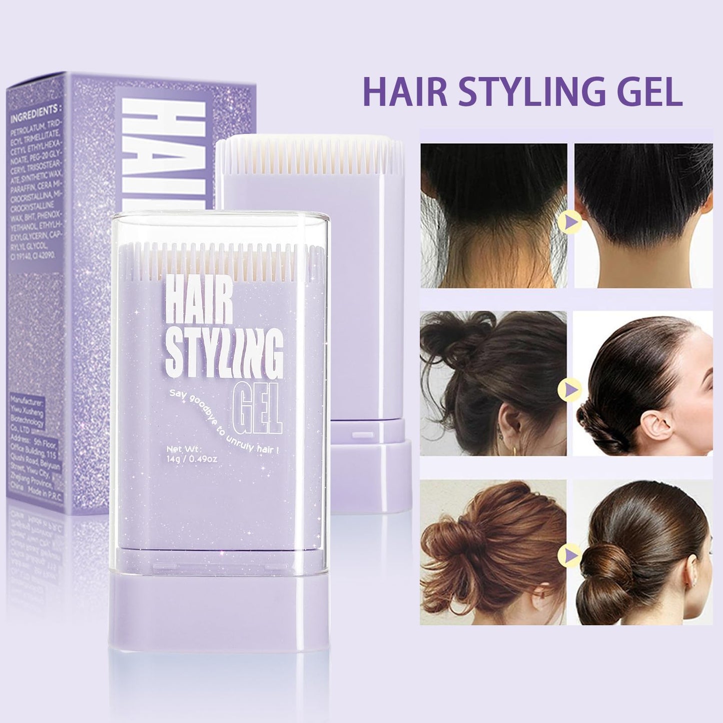 DMQ Hair Wax Stick for Kids, 2-in-1 Design with Built-in Comb,Natural Ingredients,Moisturizing, Non-Greasy, Edge Control Wax for All Hair Styles,15g