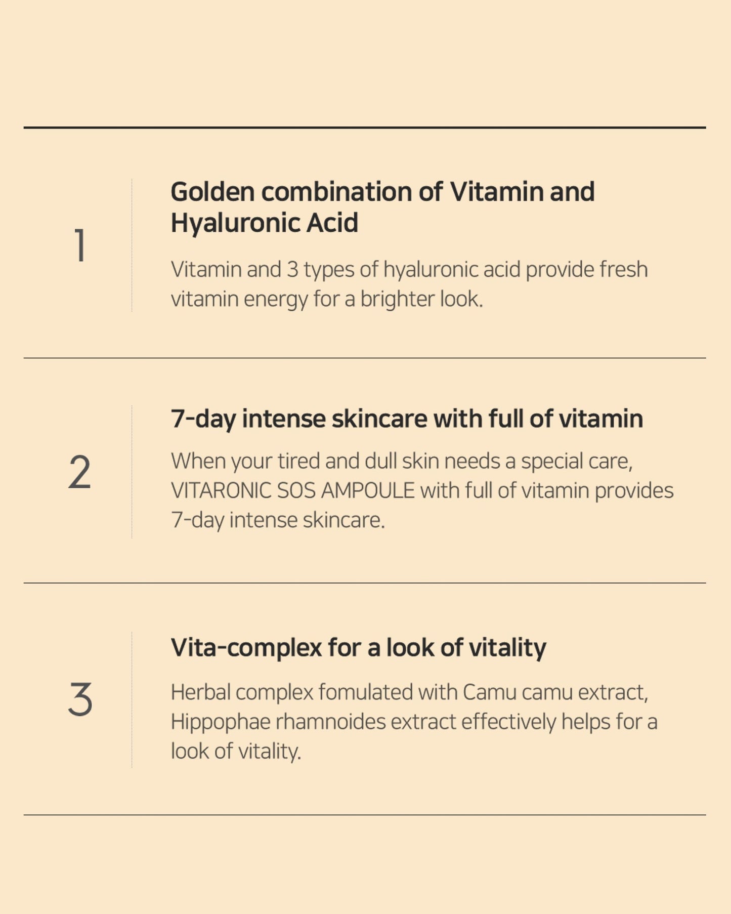SNP Prep Vitaronic SOS Ampoule – Korean 7-Day Vitamin C Serum with Panthenol, and Hyaluronic Acid for Radiant Glow, Skin Vitality, and Dewy Hydration Care, 1.5ml x 7ea