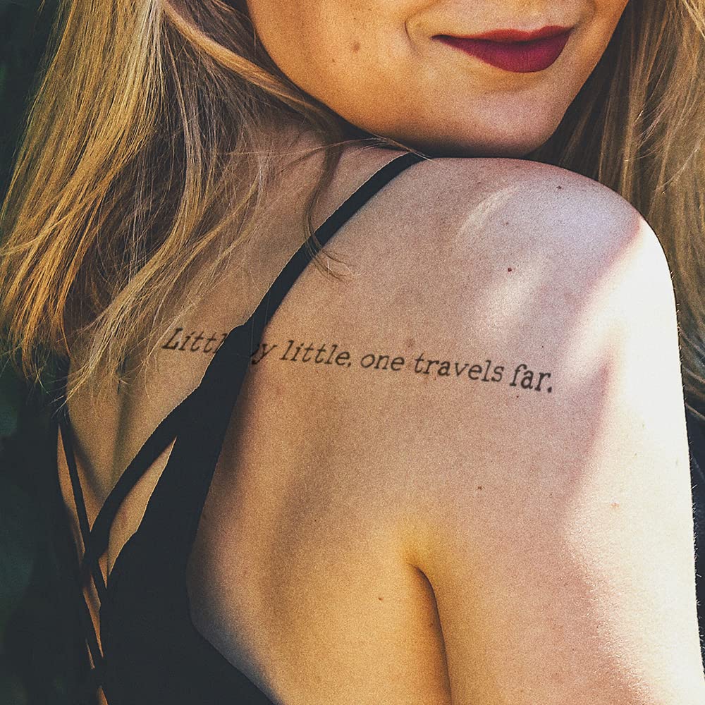 Everjoy Realistic Inspirational Quotes Words Temporary Tattoos - 20 Individual Line Pcs Waterproof Tattoos for Women and Men