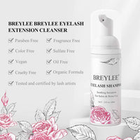 BREYLEE Lash Shampoo Kit 60ml, Rinse Bottle & 2 Brushes, for Extensions