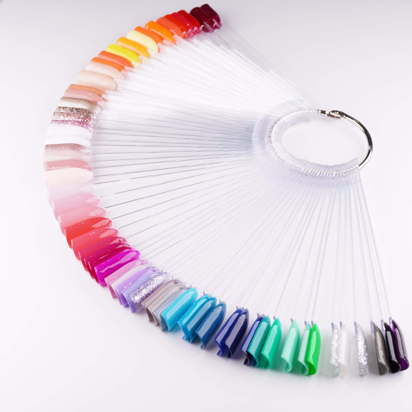 JND Professional 50pcs Nail Colour Display Swatch Sticks, Pop Sticks, Nail Art Palette Tip Display (Ring, Clear)
