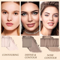 Generic Contour Palette 3-Shade Contour Palette Face Bronzer Highlighter Silky Smooth & Blendable Texture Contour Powder Palette Multi-Use Face Palette Blendable Compact Matte Powder Makeup