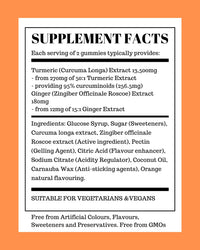 Pure Food Supplements Turmeric and Ginger Gummies | 120 Tasty Natural Orange Flavour Gummies for Adults | Suitable for VEGETERIANS & Vegans | Joint & Immune Health