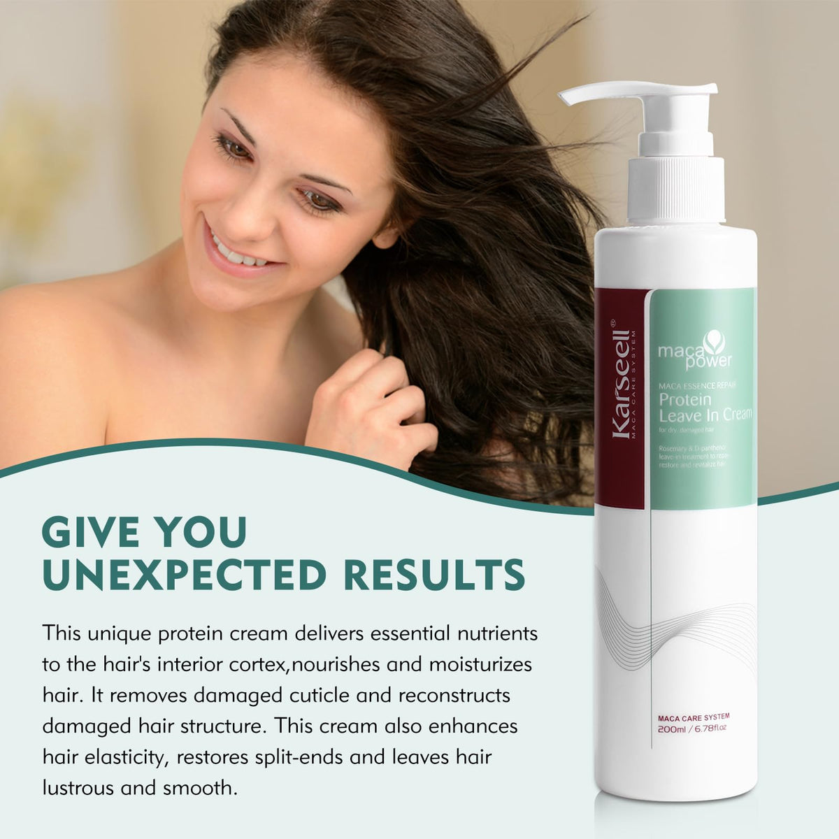 Karseell Protein Cream Leave-In Conditioner Overnight Hair Mask Deep Hydration Protein Cream for Dry Damaged Hair, 200ml