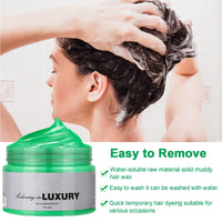 Temporary Green Hair Color Wax - Instant Styling Green Hair Dye Mud - Washable Coloured Hair Wax Pomad For Men Women - Ideal For Halloween, Cosplay, Parties,Masquerade,Nightclub (120g)