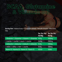 NXT Nutrition BCAA, Glutamine & Vitamin D | BCAAs Amino Acids with Vitamin D3 and L-Glutamine - for Recovery, Gut Health and Muscle Protein Synthesis | 360g - 30 Servings (Kiwi Lime)