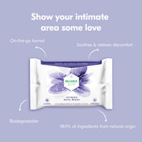 Balance Activ Intimate Wipes, Biodegradable, Flushable & pH Balancing, Natural Extracts of Aloe Vera, Mallow & Calendula to Soothe & Reduce Discomfort, 20 Wipes (Pack of 3)