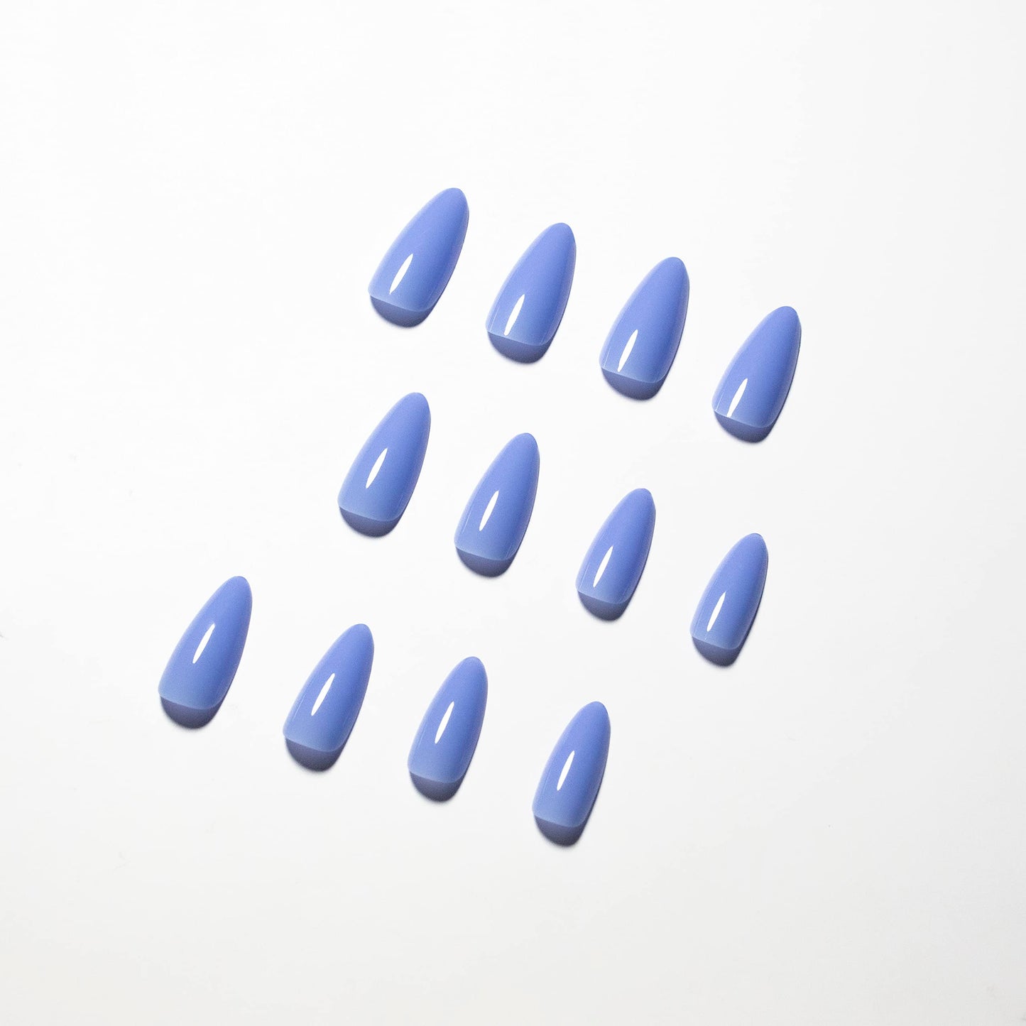 SXVME Baby Blue False Nails Medium, Acrylic Press on Nails Almond Solid Color Full Cover Fake Nails Medium Stiletto Stick on Nails for Women DIY Nail Art 24 Pcs