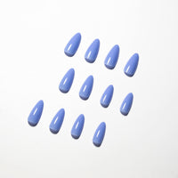 SXVME Baby Blue False Nails Medium, Acrylic Press on Nails Almond Solid Color Full Cover Fake Nails Medium Stiletto Stick on Nails for Women DIY Nail Art 24 Pcs