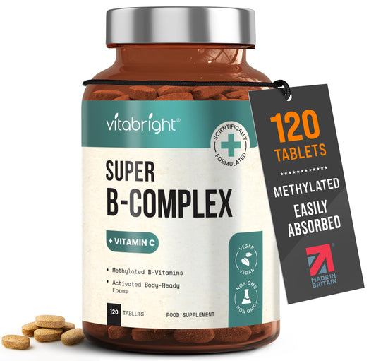 VitaBright Vitamin B Complex High Strength Methylated B Vitamins | B6 Vitamins with Folate & B12 Supplements | Complete Complex with 12 Active Nutrients | Not Liquid Drops Or Spray | Vitabright