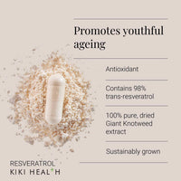 KIKI HEALTH KIKI Health - Resveratrol, Antioxidant - Dried Giant Knotweed Extract - Contains 98% Trans-resveratrol - for Cardiovascular Health, Youthful Ageing and Vitality - 60 Vegicaps