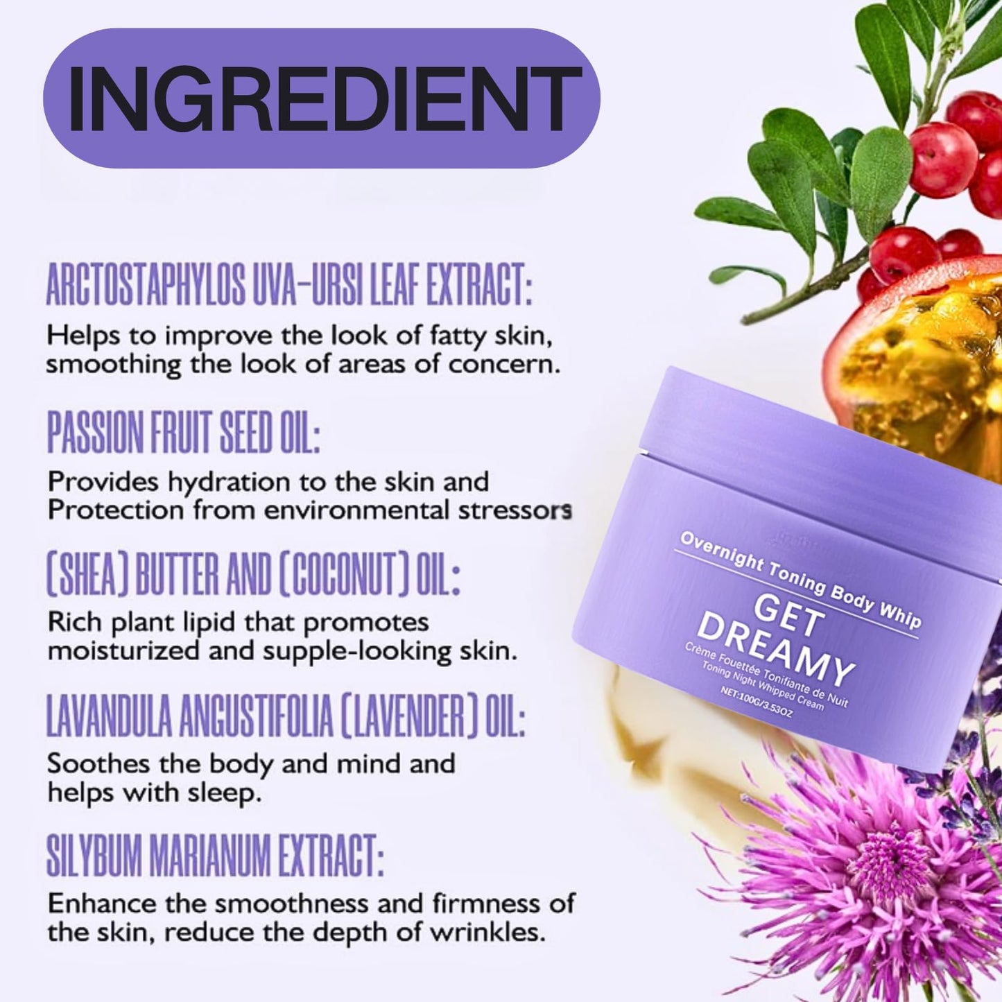 Overnight Skin Tightening Cream For Body- Overnight Toning Whip,Firming Body Lotion,Body Moisturizer for Skin Toning,Fast Absorbing,Reduce Fine Line,Smooth Skin,100g