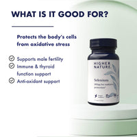 HIGHER NATURE Higher Nature - Selenium 200ug - for Immune Support, Oxidative Stress Protection, Hair and Nails Supplement - Thyroid Support Supplement - Selenium Supplements, Hair and Nail Health - 60 Capsules